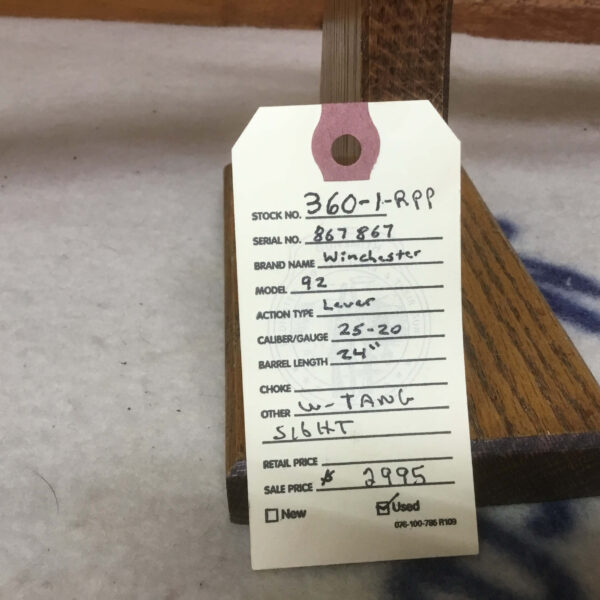 Winchester, Model 92, Caliber 25-20, Lever Action Rifle - Image 3