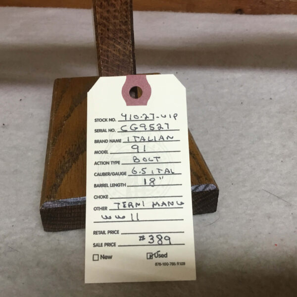 Italian, Model 91, Caliber 6.5 Ital., Bolt Action Rifle - Image 3