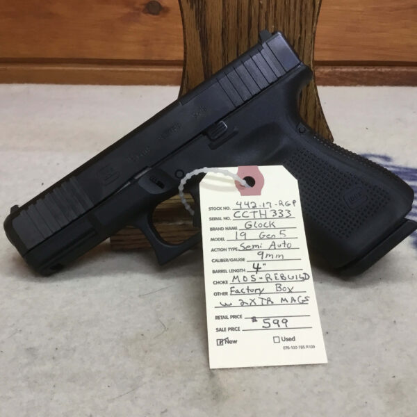 Glock, 19 Gen 5, Caliber 9MM, Semi Automatic Pistol - Image 3