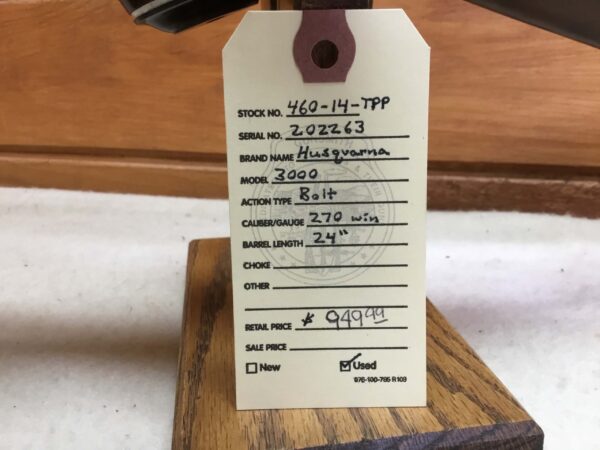 Husqvarna, Model 3000, Caliber 270 Win, Bolt Action Rifle - Image 3