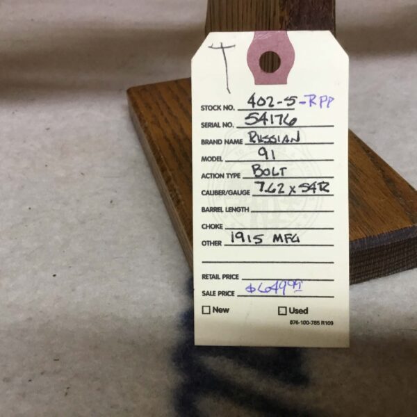 Russian, Model 91, Caliber 7.62x54R, Bolt Action Rifle - Image 3