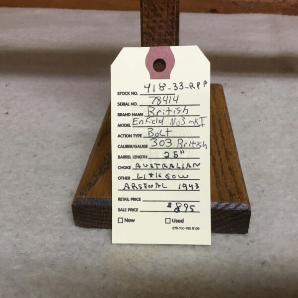 British, Enfield No. 3 MKl, Caliber 303 Brit., Bolt Action Rifle - Image 3
