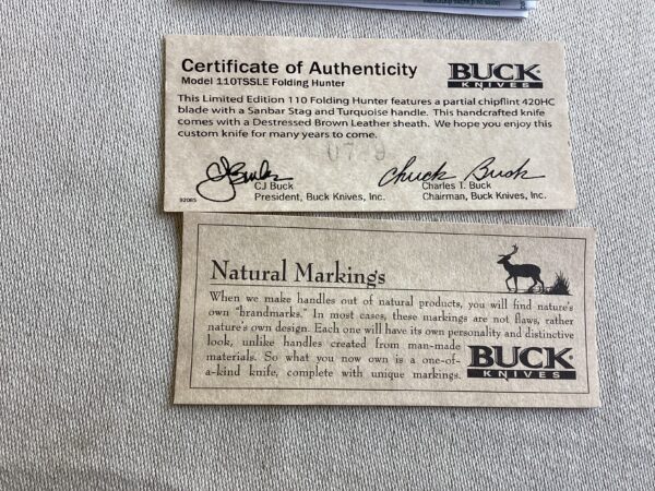 Buck Limited Edition #789/1000 Model 110 Folding Hunter Knife - Image 8