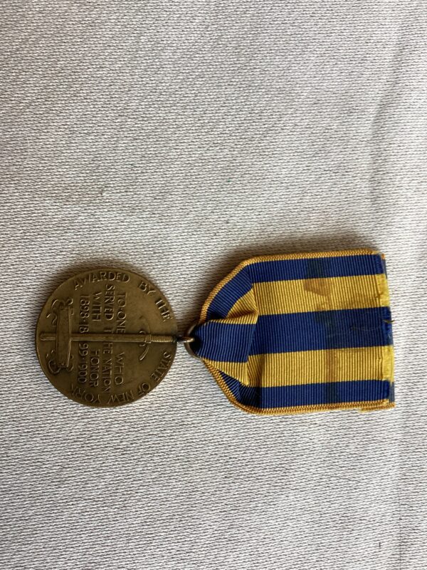 SPAN-AM War US Army NY Veterans Service Medal 1898-1900 Numbered - Image 3