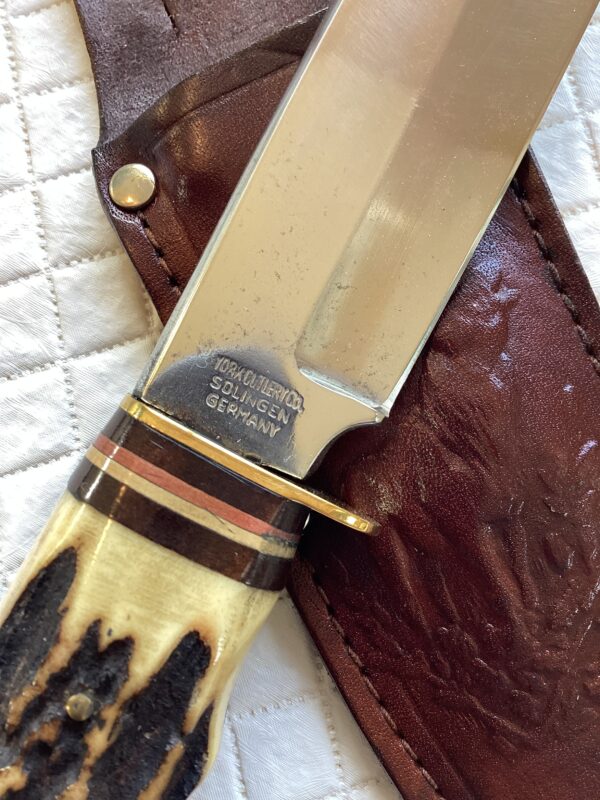 Vintage York Cutlery Solingen Germany Stag Handled Hunting Knife - Image 4